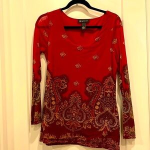 INC red brown paisley blouse LIKE NEW